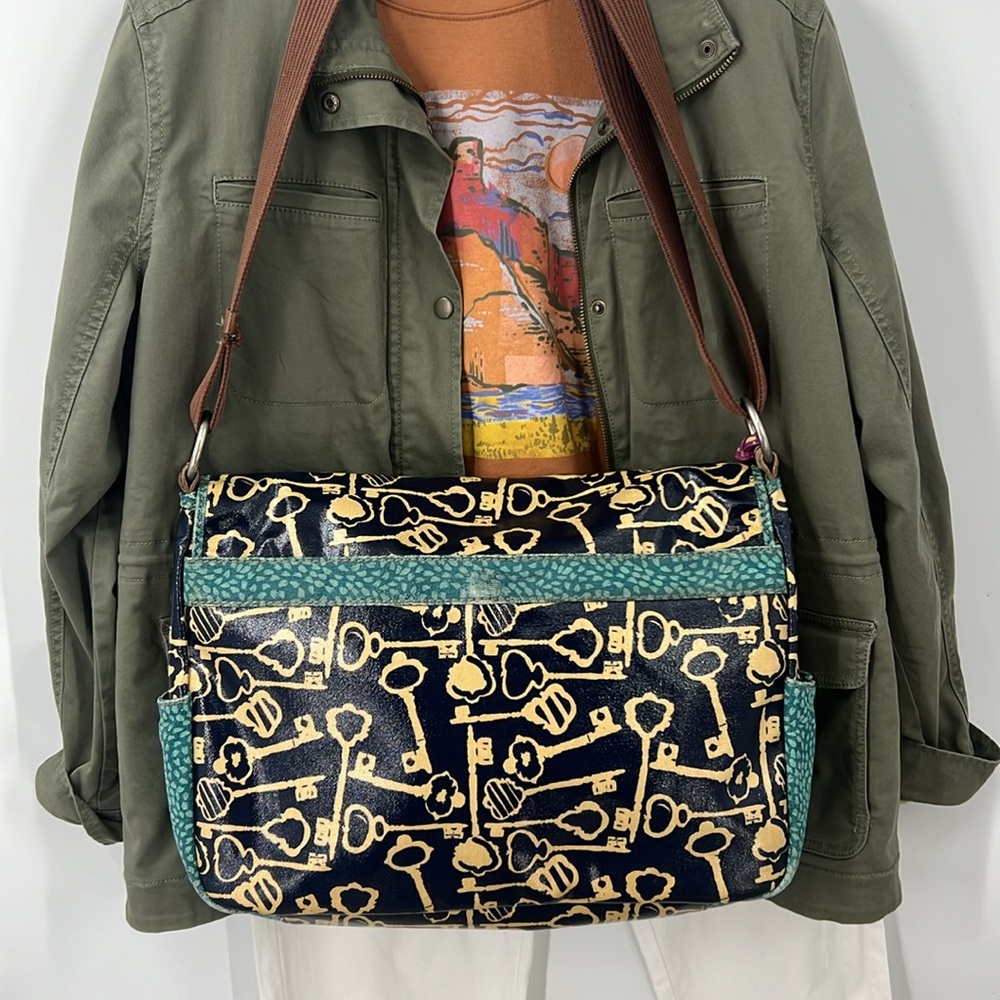 Fossil Key-Per Coated Canvas, Large Crossbody Key… - image 2